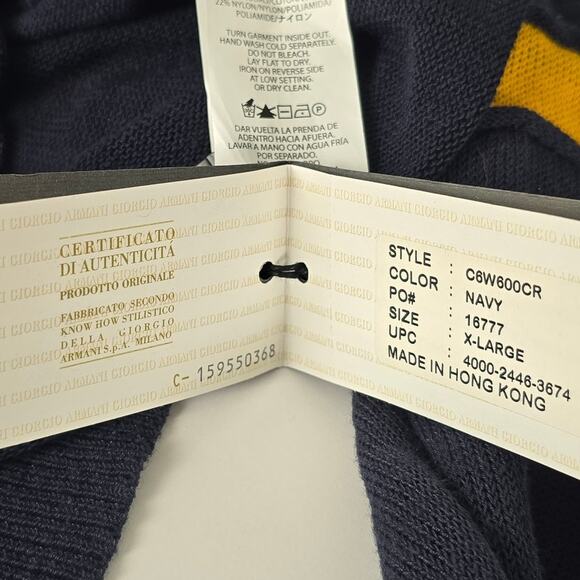 Y2K Armani Exchange Men's Semi Sheer Linen Blend Navy Sweater NWT NOS Size XL - Picture 8 of 9